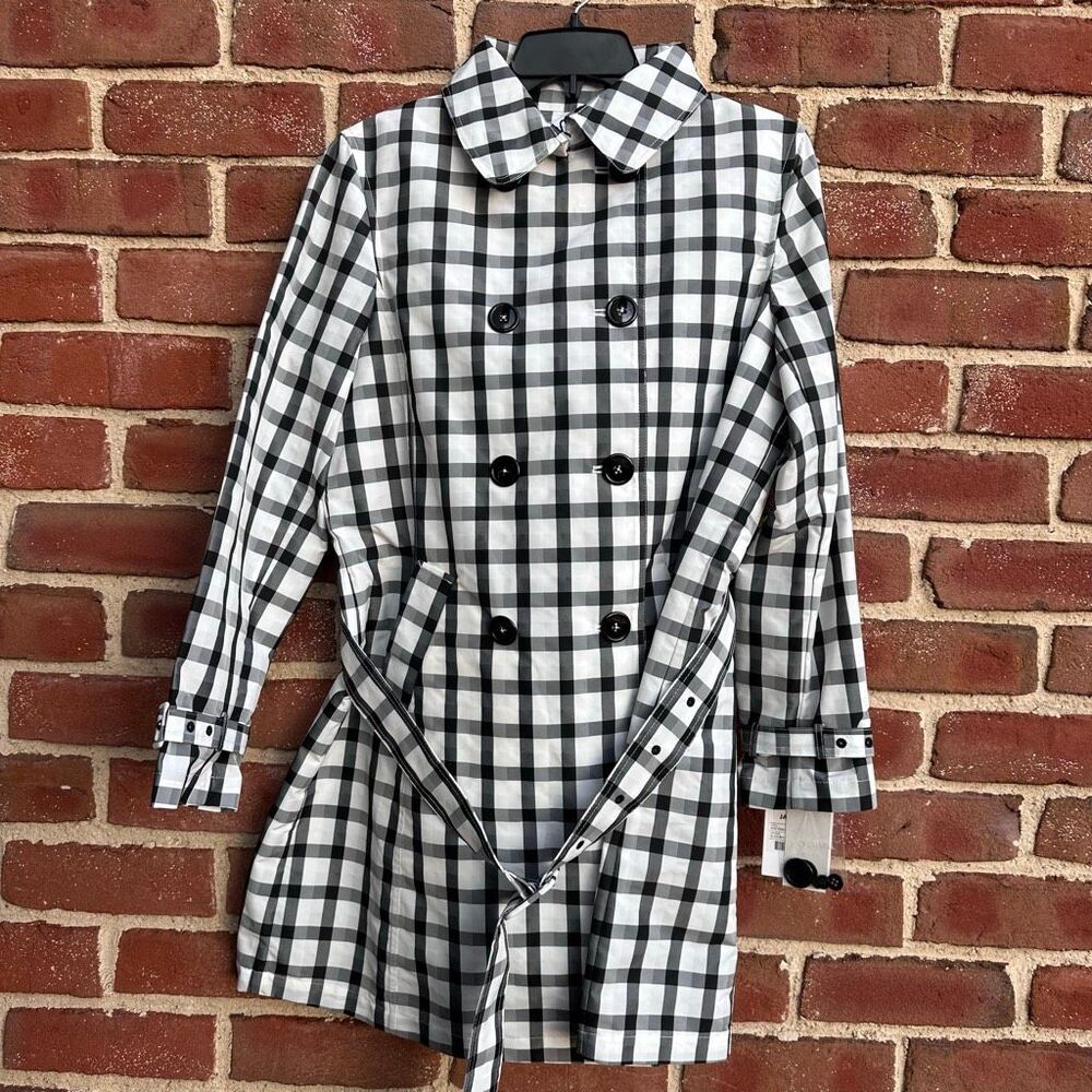 Jane Post $495 Vichy Check Double Breasted Trench Coat Women’s Medium NEW - Picture 10 of 13